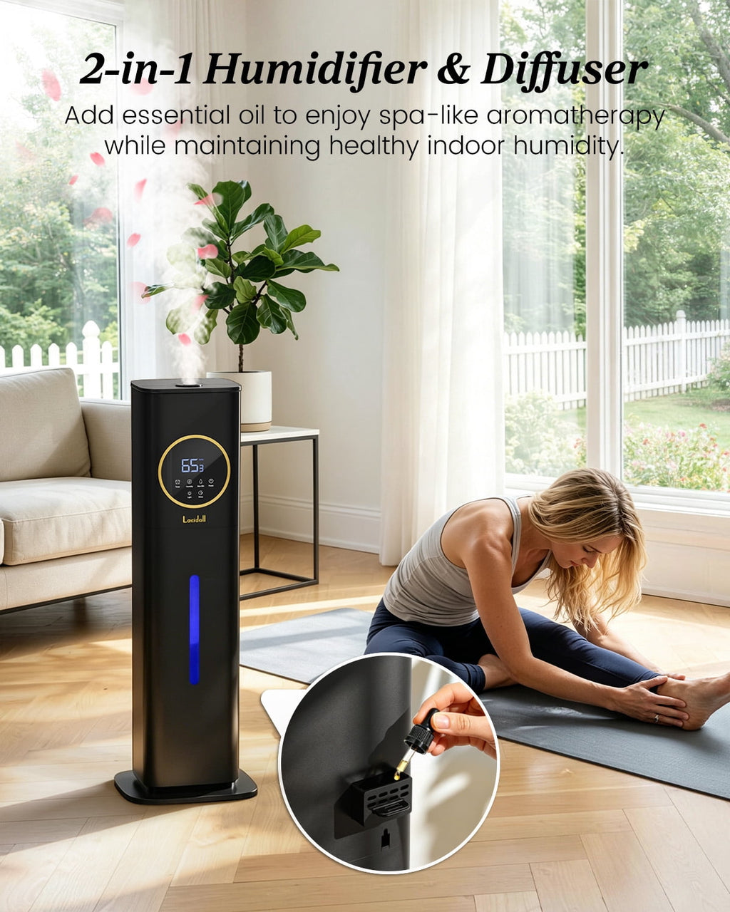 Humidifiers for Room Bedroom, 2.1Gal/8L Humidifiers for Home, Large Room, Top Fill Whole House Cool Mist for Plants Baby(Black)