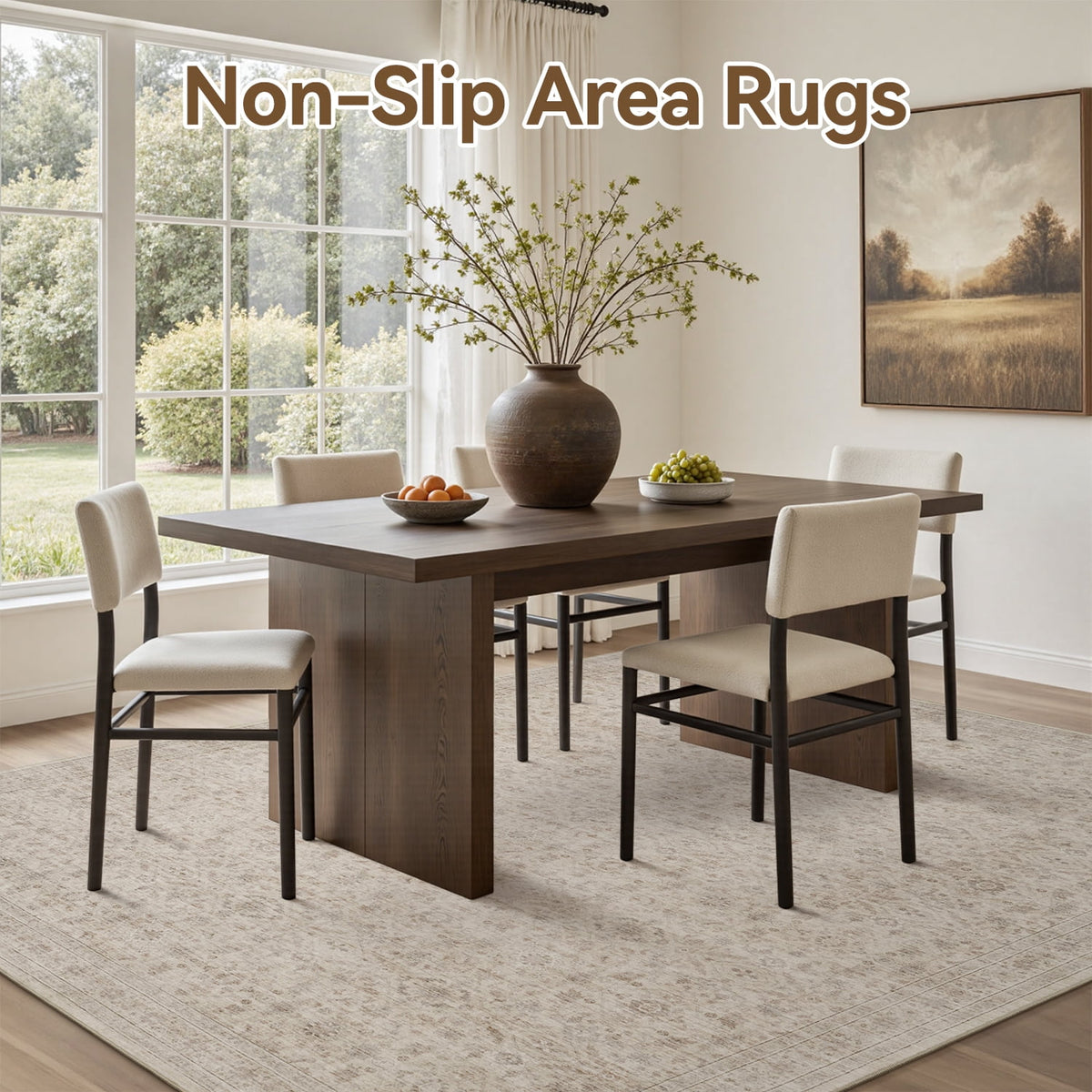 SIXHOME 8'x10' Vintage Distressed Area Rug Soft Washable Non-Slip Carpet American Classic Retro Rug with Geometric Rugs for Living Room Bedroom