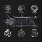 2 Person Inflatable Fishing Kayak PVC Boat, 130 in x 43 in x 11.8 in - Aluminum Alloy Seats