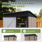 BaPiPro 5'x3' Outdoor Storage Shed, Heavy Duty Metal Shed Garden Tool Shed with Lockable Door for Backyard, Patio, Upgraded Structure Frame, Brown