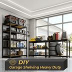 UBERLYFE Heavy Duty Garage Shelves, 2400 lbs Capacity 5-Tier Metal Storage Shelves, 60”H Adjustable Shelving Unit, Narrow Garage Storage Rack