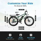 AMYET 26 x 4 Fat Tire Electric Mountain Bike, 48V 15Ah, 7-Speed - EB26