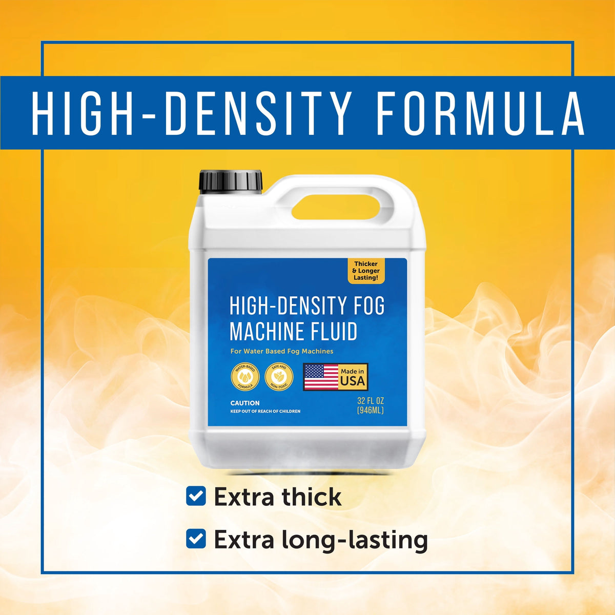 Maplefield High-Density Fog Machine Fluid - 32 oz - Great for Haunted Houses, Spooky Party Decor, and Outdoor Events - Long-Lasting Water-Based Formula - Compatible with 700+ Watt Machines