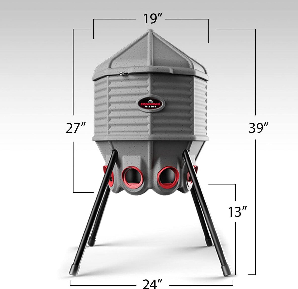 CoopWorx Poultry Feeder, 80 lb, Gray, 8 Ports