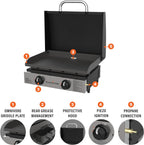 Blackstone 22 inch Tabletop Griddle With Hood, Stainless Steel Front Plate, Black - 1813