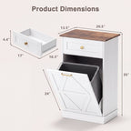 Lacoo 10 Gallon Tilt Out Trash Cabinet with Drawer, Kitchen Trash Can Cabinet, Garbage Recycling Cabinet for Kitchen, White