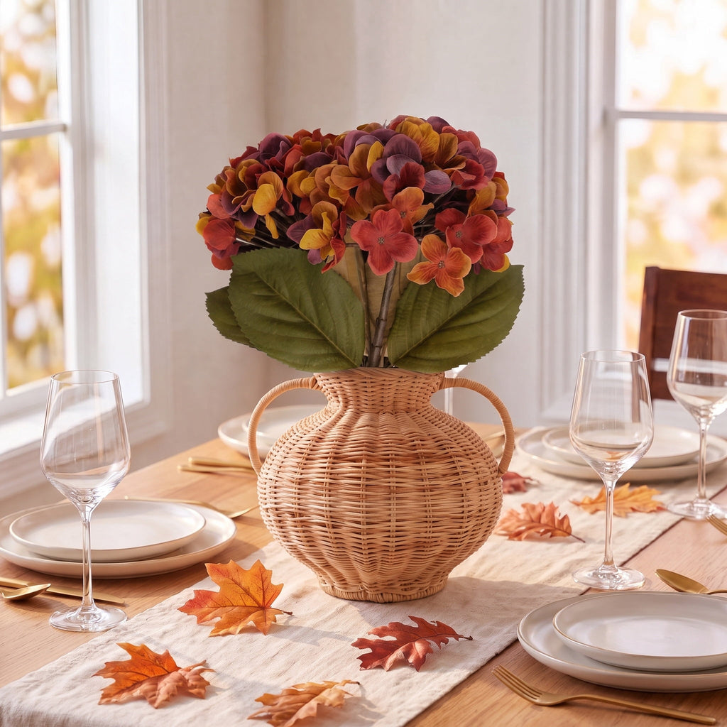 My Texas House Fall Faux Hydrangea Bundle, Burgundy, 20"