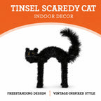Tinsel Scaredy Cat Decoration, Black, 15", Halloween by Way To Celebrate