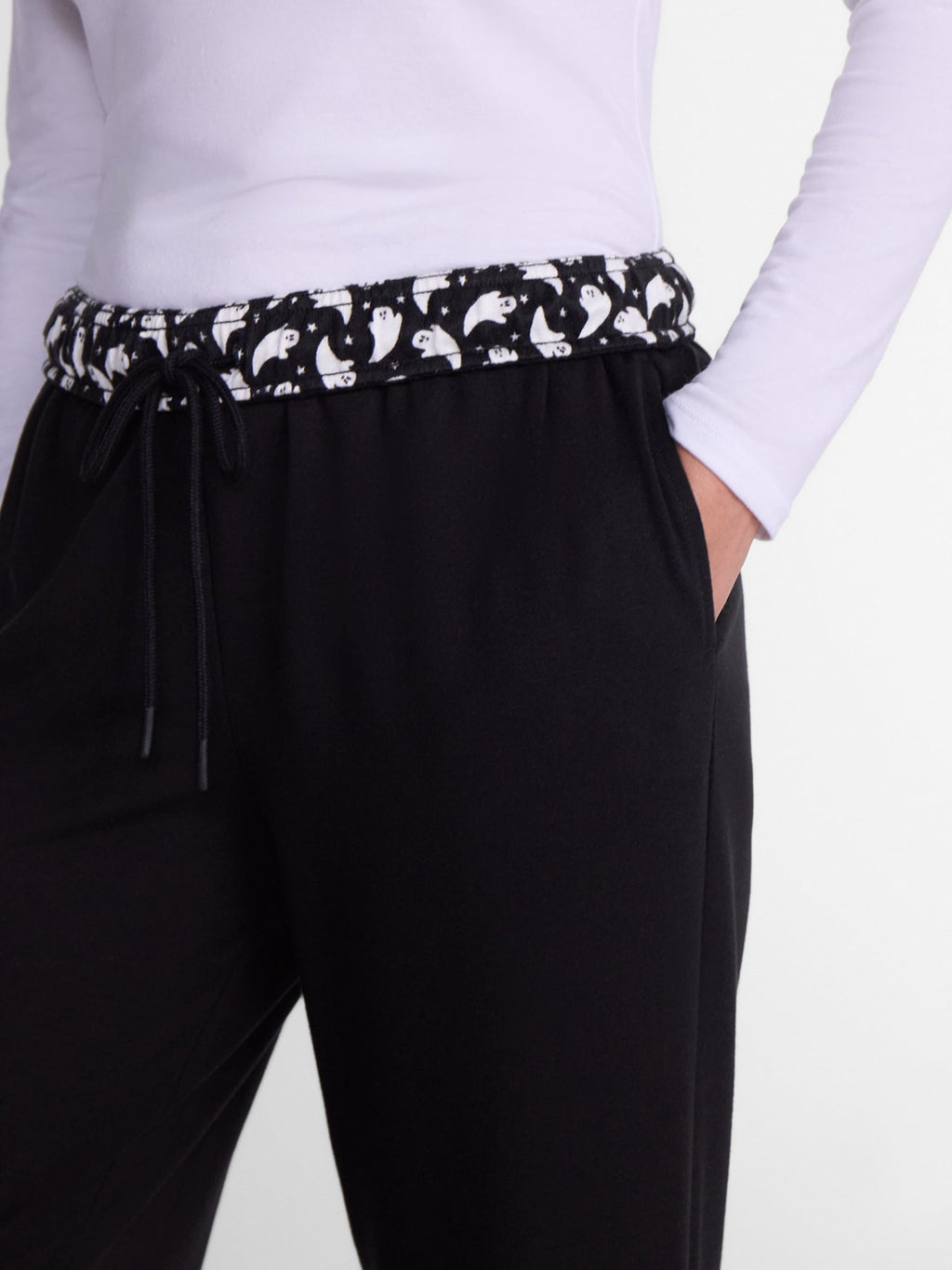Women’s Halloween Printed Foldover Waistband French Terry Lounge Pants, 29" Inseam