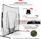 SPECSTAR 7x7Ft Baseball Softball Practice Net with Batting Tee and Carry Bag for Hitting Pitching, Black