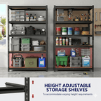UBERLYFE Heavy Duty Garage Shelves, 2400 lbs Capacity 5-Tier Metal Storage Shelves, 60”H Adjustable Shelving Unit, Narrow Garage Storage Rack