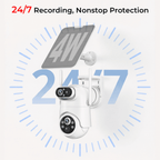 VividEye 4K Dual-Lens Solar Security Camera, 360° PTZ Surveillance security Cameras Wireless Wifi Outdoor, IP65 Waterproof PIR Detection, Full Color