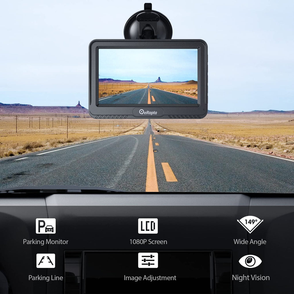 eRapta Backup Camera with Monitor 4.3 inch License Plate Wired Back up Camera for Car or Truck Pickup SUV Rear View Camera Backing Reverse Camera