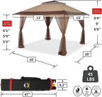 CROWN SHADES 13x13 Pop Up Gazebo Canopy Tent - Beige & Coffee