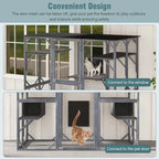 Outdoor Wooden Cat Catio Enclosure, 71 x 38 x 71 in, 7 Platforms, Grey