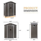 Sobaniilo 5x3x6FT Outdoor Storage Shed Clearance with Lockable Door Metal Garden Shed Steel Anti-Corrosion Storage House Waterproof Tool Shed (Gray)