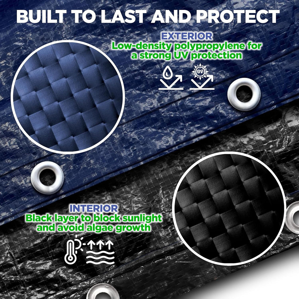15 ft Round Pool Cover for Above Ground Pools, Above Ground Pool Cover, Winter Pool Cover, Navy Blue