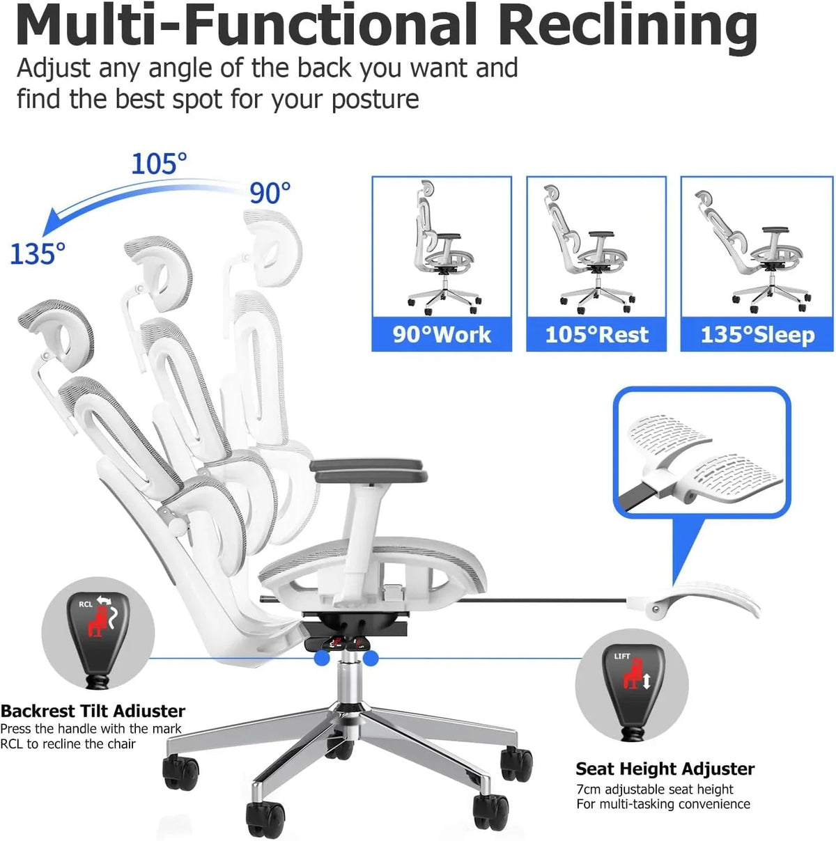 PatioMage Ergo3D High-Back Mesh Ergonomic Office Chair With 3D Adjustable Armrests - Engonomic Office Chair