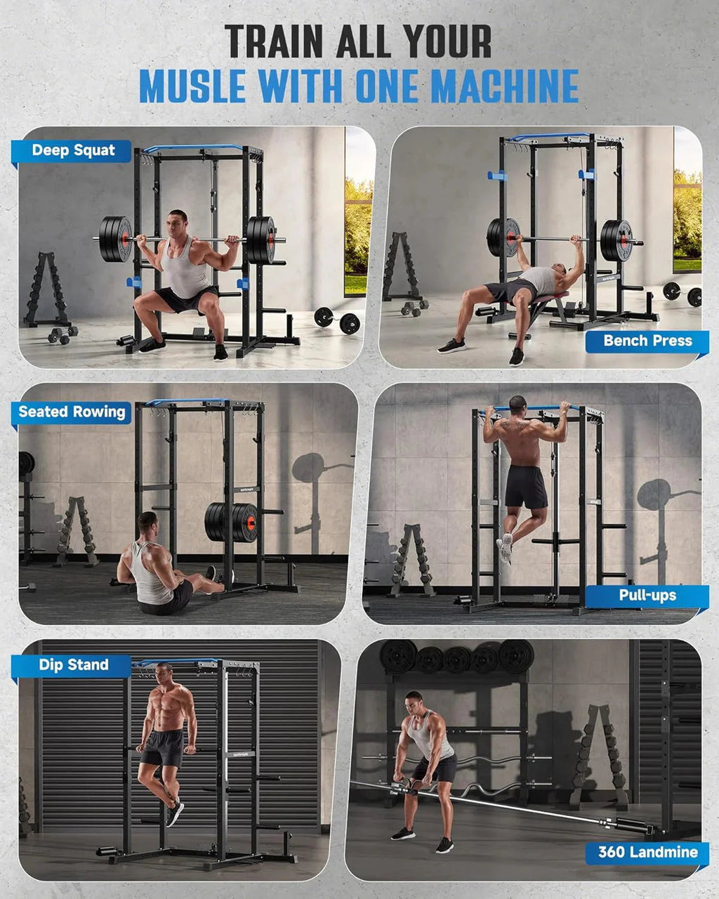 Sportsroyals Power Cage With Adjustable Cable Crossover System, 1600 lbs, Red, 61.6 x 56.0 x 82.6 in - Power Cage