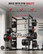 Sportsroyals Power Cage With Adjustable Cable Crossover System, 1600 lbs, Red, 61.6 x 56.0 x 82.6 in - Power Cage