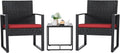 3-Piece Patio Wicker Conversation Set With Coffee Table - Black