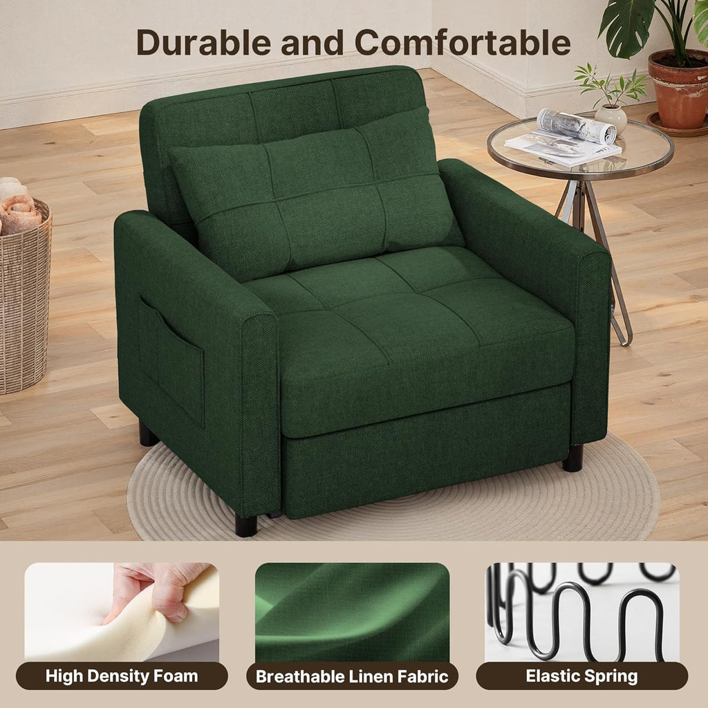 3-in-1 Convertible Pullout Sleeper Chair Bed - 75in x 26in x 17in