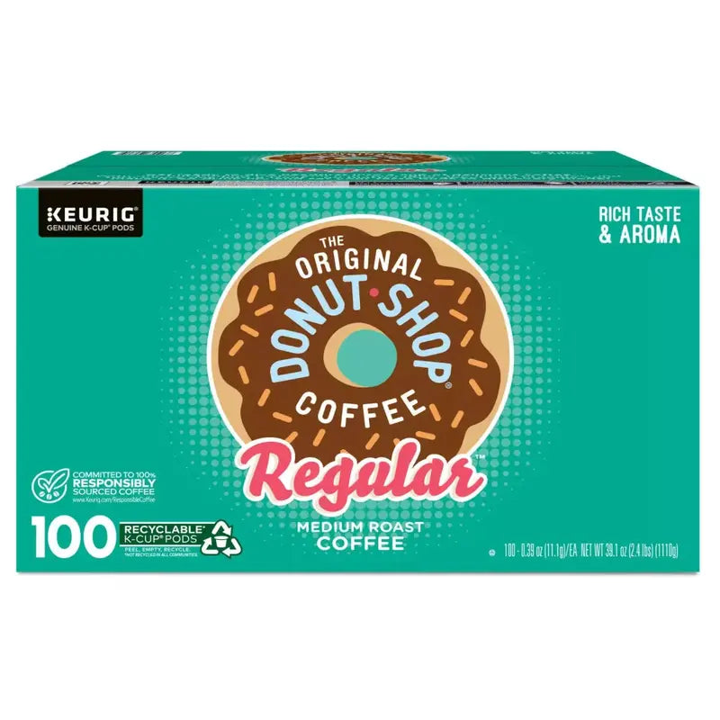 The Original Donut Shop Medium Roast Coffee Pods, 100 Count - Compatible With Keurig K-Cup Brewers