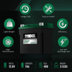YTX14-BS 400CCA 12V 7AH Lithium Powersports Battery,Motorcycle Battery,Starting Battery for ATV,UTV,Scooter,Snowmobile,Jet Ski