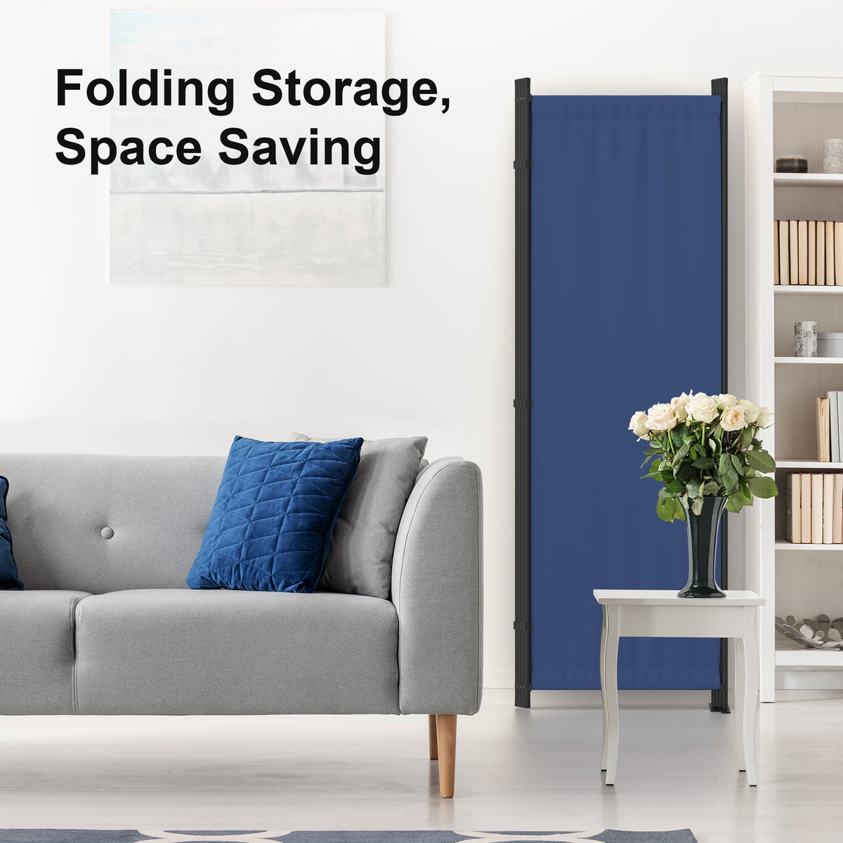 GOJOOASIS Room Divider, 4-Panel Folding Privacy Screen, 88in Portable Separating with Metal Feet, Partition Room Dividers