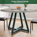 Hijob 42in Round Dining Table for 4, Kitcen Table Sturdy Wood Kitchen & Dining Room Furniture, Gray