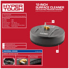 Hyper Tough Universal 12" Surface Cleaner Pressure Washer Attachment for Electric Pressure Washers