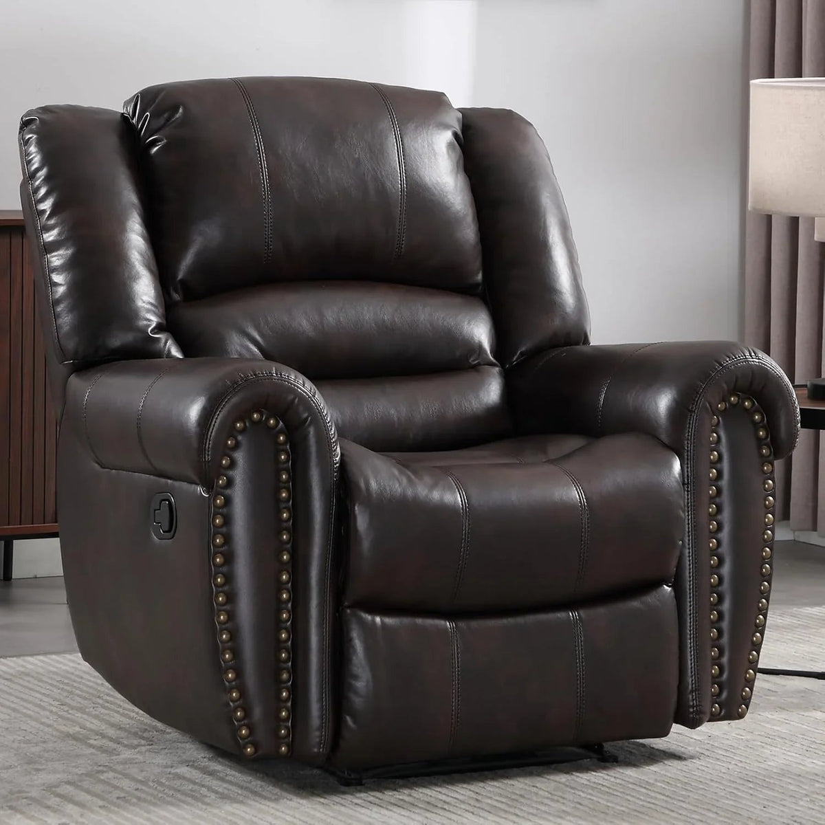 CANMOV Manual Recliner Chair, Nut Brown