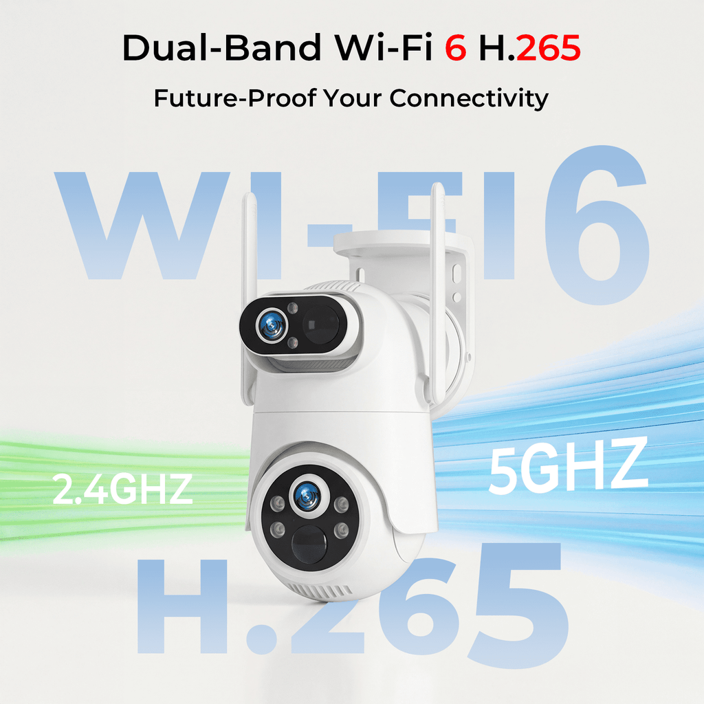 VividEye 4K Dual-Lens Solar Security Camera, 360° PTZ Surveillance security Cameras Wireless Wifi Outdoor, IP65 Waterproof PIR Detection, Full Color