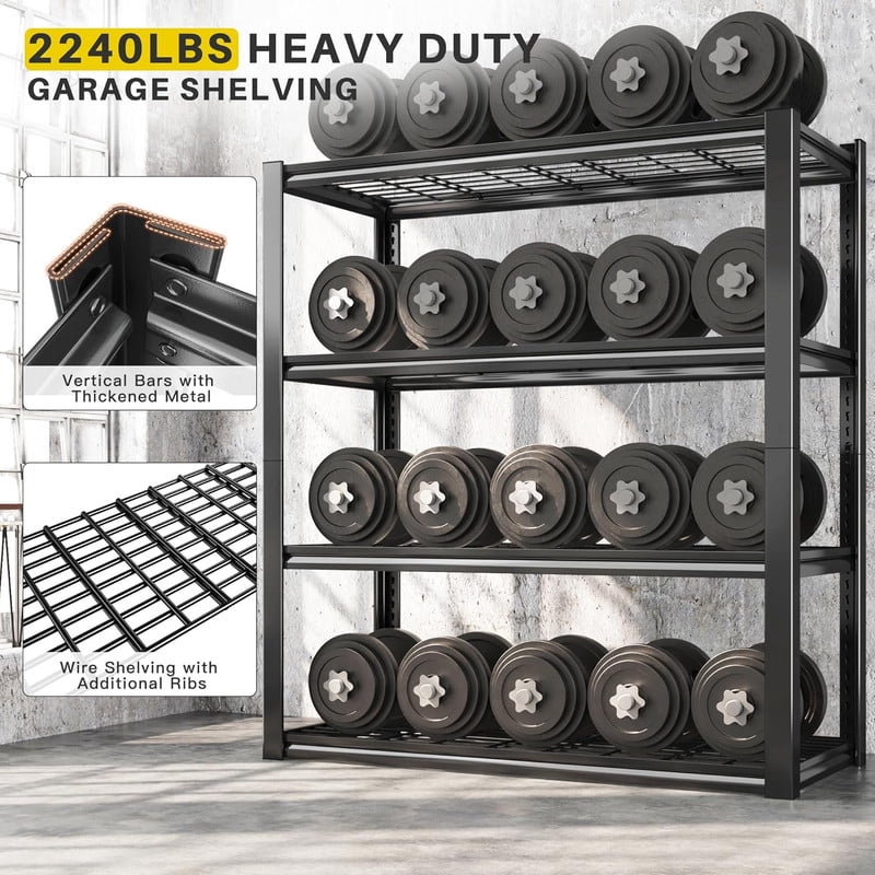 Heavy Duty Garage Shelving 2200 LBS 4 Tier Storage Shelves Adjustable Industrial Metal Wire Shelf Utility Rack,40" W X 20" D X 60" H