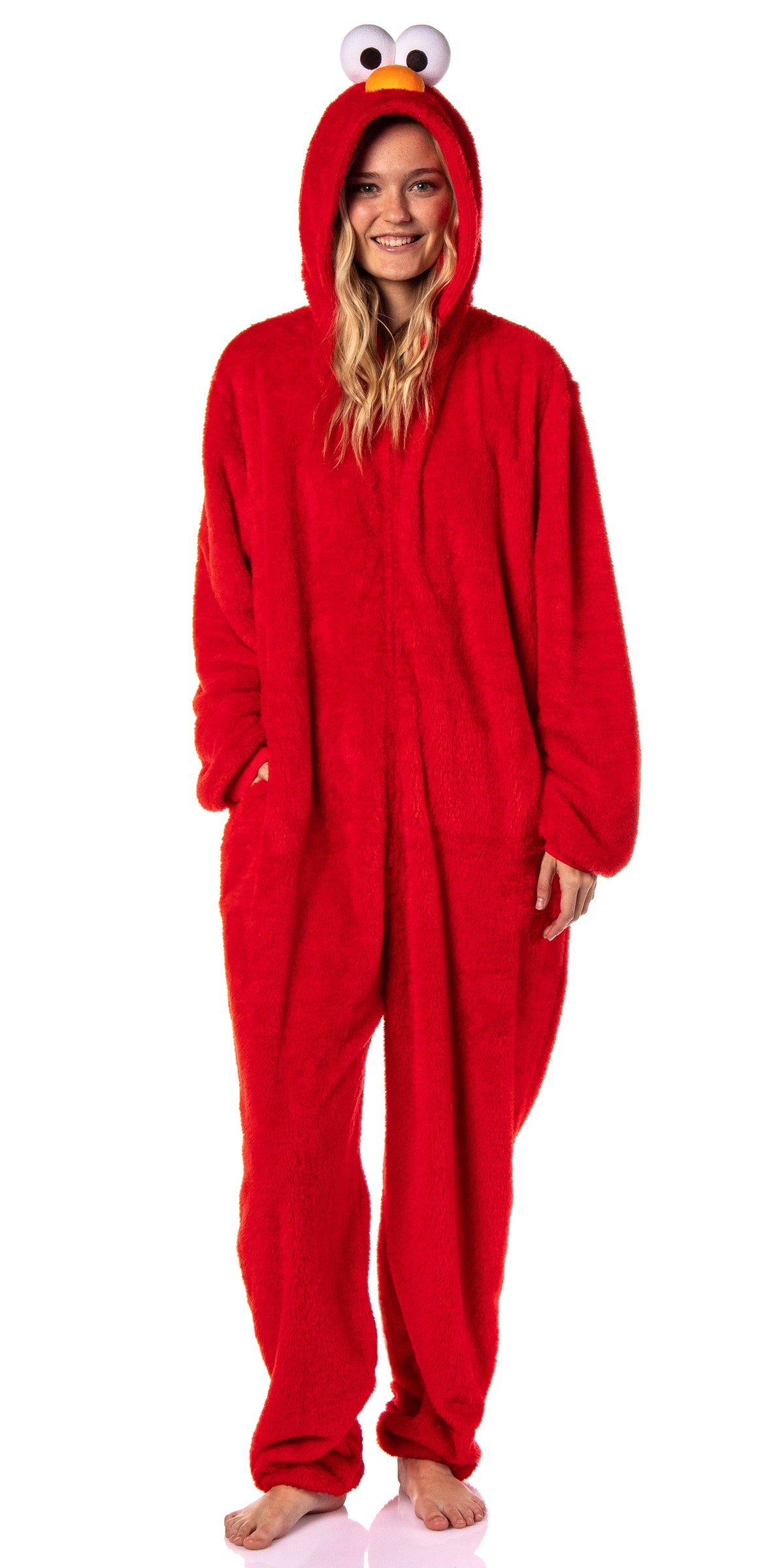 Sesame Street Union Suit Adult Kigurumi Costume Pajama Fleece Hooded One Piece