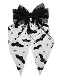 Way to Celebrate Halloween Women's Sheer Bat Hair Bow, Black, 1 Piece, Barrette Hair Clip