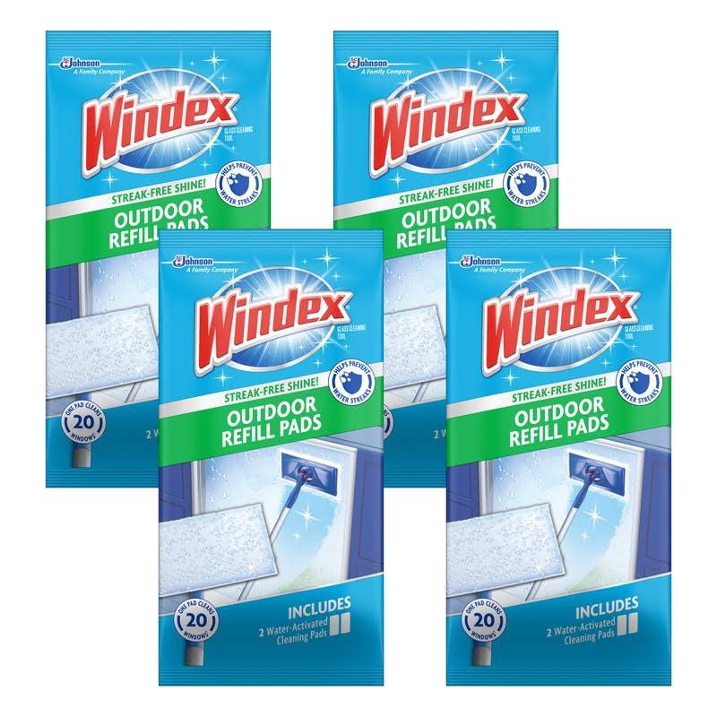 Windex® Outdoor All-in-One Window Cleaner Pads Refill, 2 Count (Pack of 4)