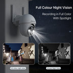 4K Solar Security Camera with Spotlight, ANRAN 360° View Wireless Outdoor Camera, Waterproof PIR Detection, Rechargeable Battery Powered Home