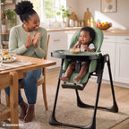 AILEEKISS Foldable High Chair for Baby, Toddler Eating Chair with Detachable Double Trays, Green