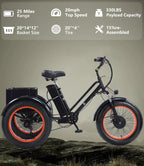 YEBEI Folding Electric Tricycle for Adults, 500W Motor, 48V15AH Lithium Battery, 20 x 4.0 in Fat Tires