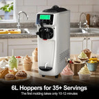 GSEICE Commercial Soft Serve Ice Cream Machine, 3.2 Gallons, Stainless Steel, White - ST16RE-PL