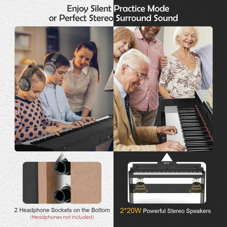 88-Key Full-Size Electric Piano Keyboard With Stand, 3 Pedals And MIDI Function