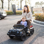24V 6-Wheel 4WD Kids' Ride-On Pickup Truck With Remote Control - Black