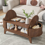 Fluted Oval Coffee Table With Storage, 46.45 x 19.68 x 15.94 in
