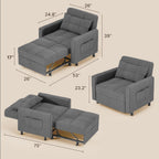 3-in-1 Convertible Pullout Sleeper Chair Bed - 75in x 26in x 17in
