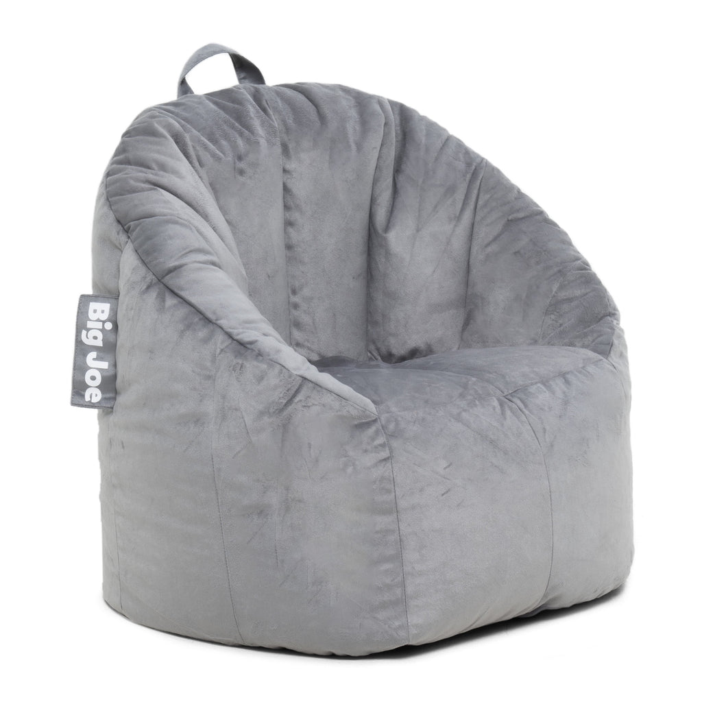 Big Joe Joey Bean Bag Chair for Kids/Teens, 2.5 ft Plush Lounge Chair, Soft & Lightweight, Gray