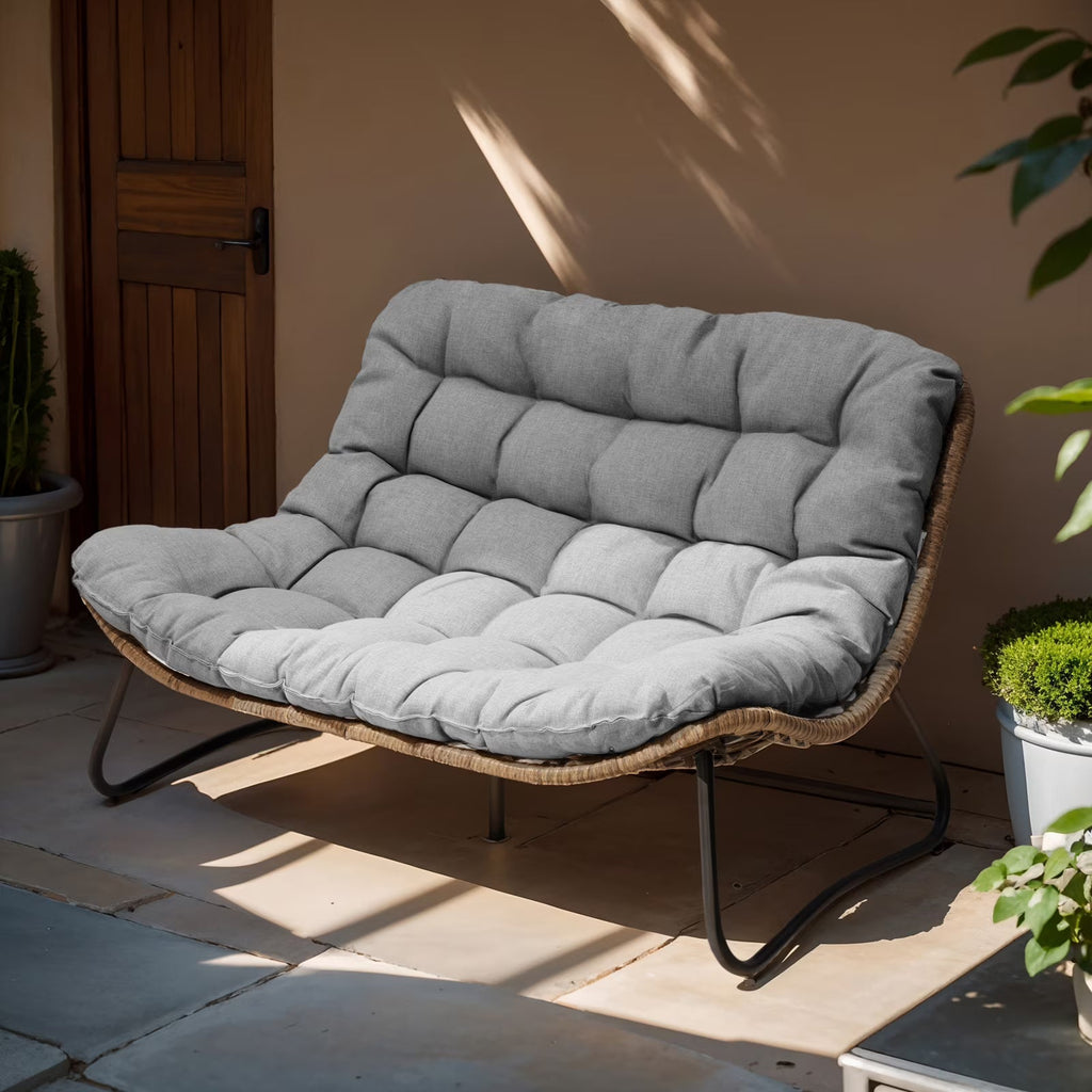 Crestlive Products Patio Loveseat With Cushions, Beige, 53 in x 36 in x 30 in, 350 Pounds Capacity