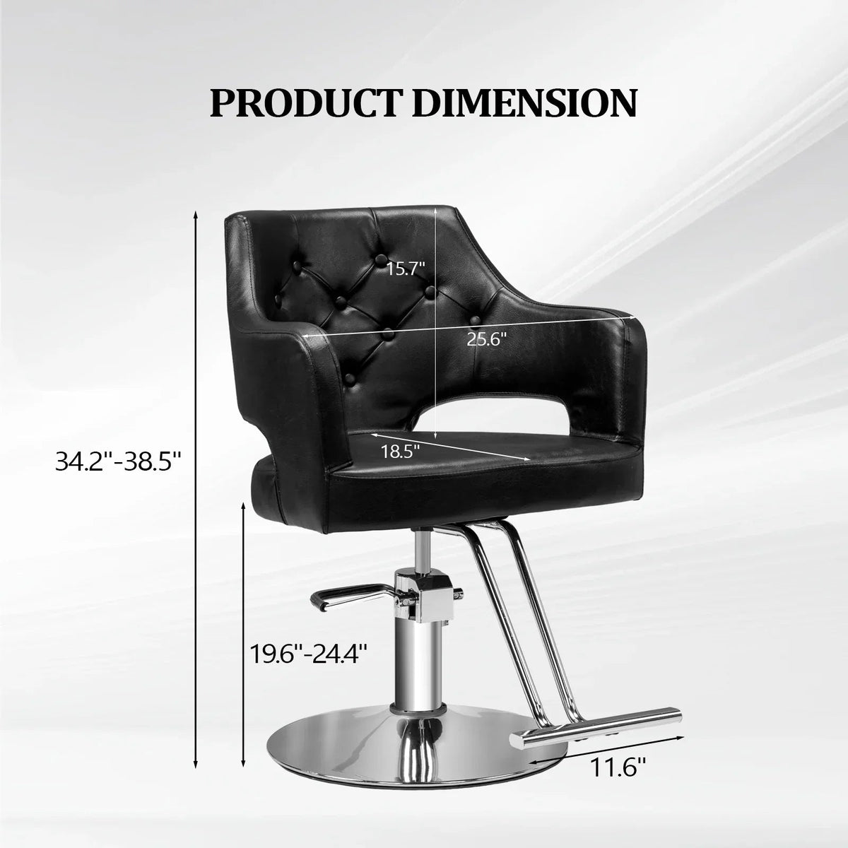 OmySalon Barber Styling Chair With Hydraulic Pump, 360 Swivel And Footrest - Black