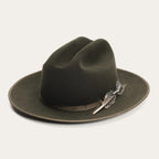 Fur Felt Western Hat, Sage, 4 1/4 in Crown, 2 3/4 in Brim - 1865 Distressed Open Road Royal Deluxe