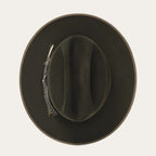 Fur Felt Western Hat, Sage, 4 1/4 in Crown, 2 3/4 in Brim - 1865 Distressed Open Road Royal Deluxe